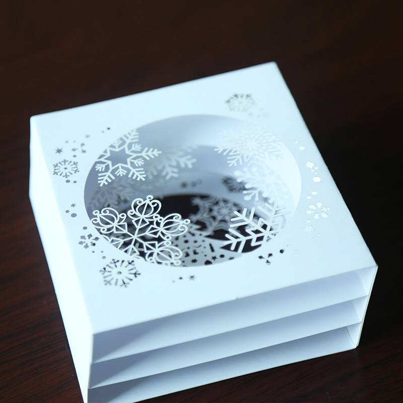Handmade Merry Christmas Greeting Card 3D Pop Up Tree Box Snowflake Greeting Cards Craft Invitation