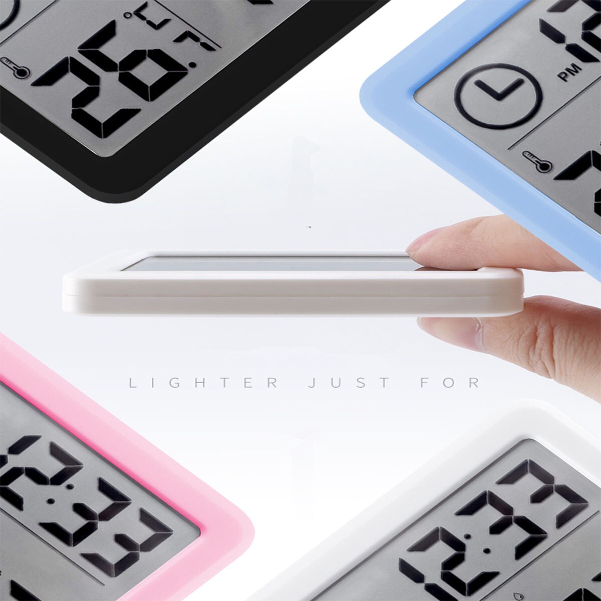 Multifunction Thermometer Hygrometer Automatic Electronic Temperature Humidity Monitor Clock 3.2inch 0.9cm Thinner LCD Screen