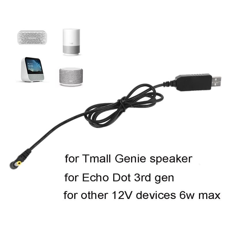 Universal USB 5V to 12V 4.0x1.7mm Power Supply Converter Cable for Echo Dot 3rd Bluetooth Speaker Router LED Strip Light