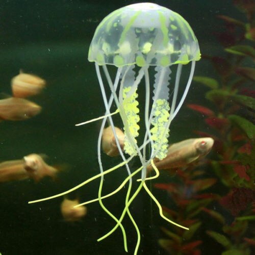 1Pcs Artificial Jellyfish Fish Tank Aquarium Decoration Mini Submarine Ornament Luminous Landscape Fish Tank Accessories: Yellow