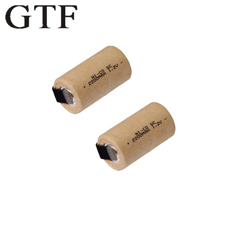 Baterias recarregáveis gtf 1.2v, 2200mah, sc, NI-CD para chaves de fenda elétrica, brocas elétricas, bateria sub c