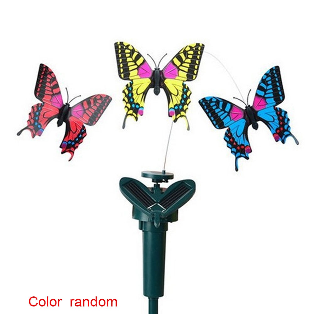 Novelty Vibration Solar Power Stimulator Butteryfly Dancing ABS Rotatable Garden Decoration