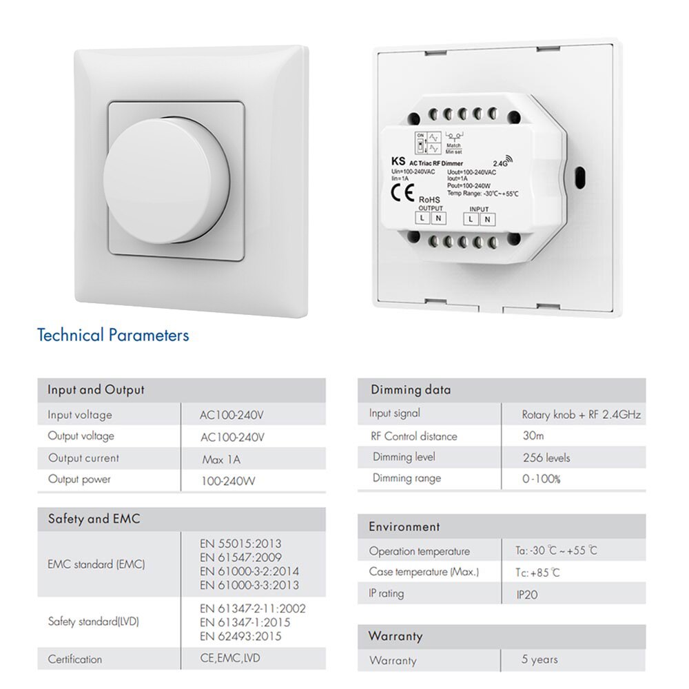 Triac Led Dimmer 220V Draadloze 2.4G Rf Afstandsbediening Wifi Smart Knop Triac Dimmer Wall Mount Lichtschakelaar Voor AC110V 230V Led Lamp