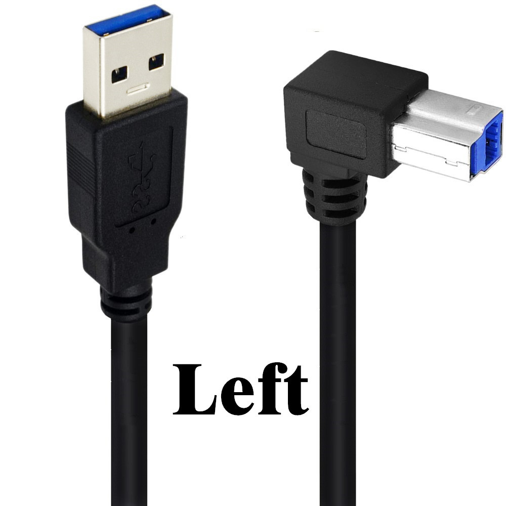 USB 3.0 USB Male To USB-B 3.0 90 Degree Up Down Left Right Angeld Type B Replacement Data Hard Disk Cartridge Printer Cable 0.5m: WHITE