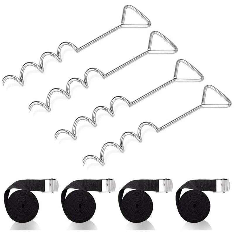 Trampoline Spiraal Grond Nagels 4 Grond Anker Stalen Gespen Met Elastiek Voor Aansluiten Trampoline Swing Tenten: Default Title