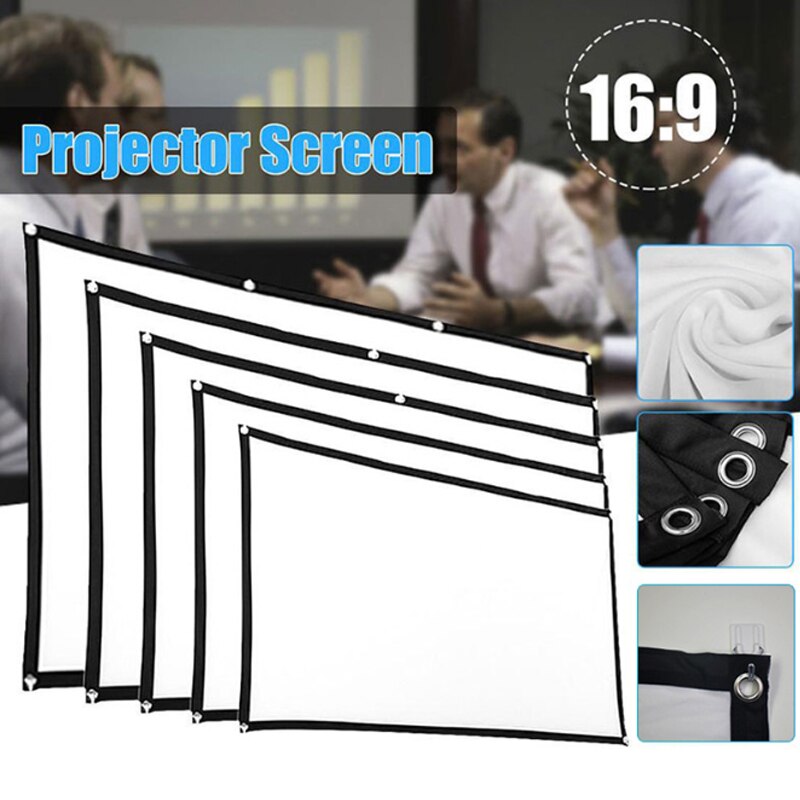 Pantalla de proyección plegable para cine en casa, pantallas portátiles de proyección HD de 30/60/72/84/100/120/150 pulgadas para exteriores, KTV y oficina