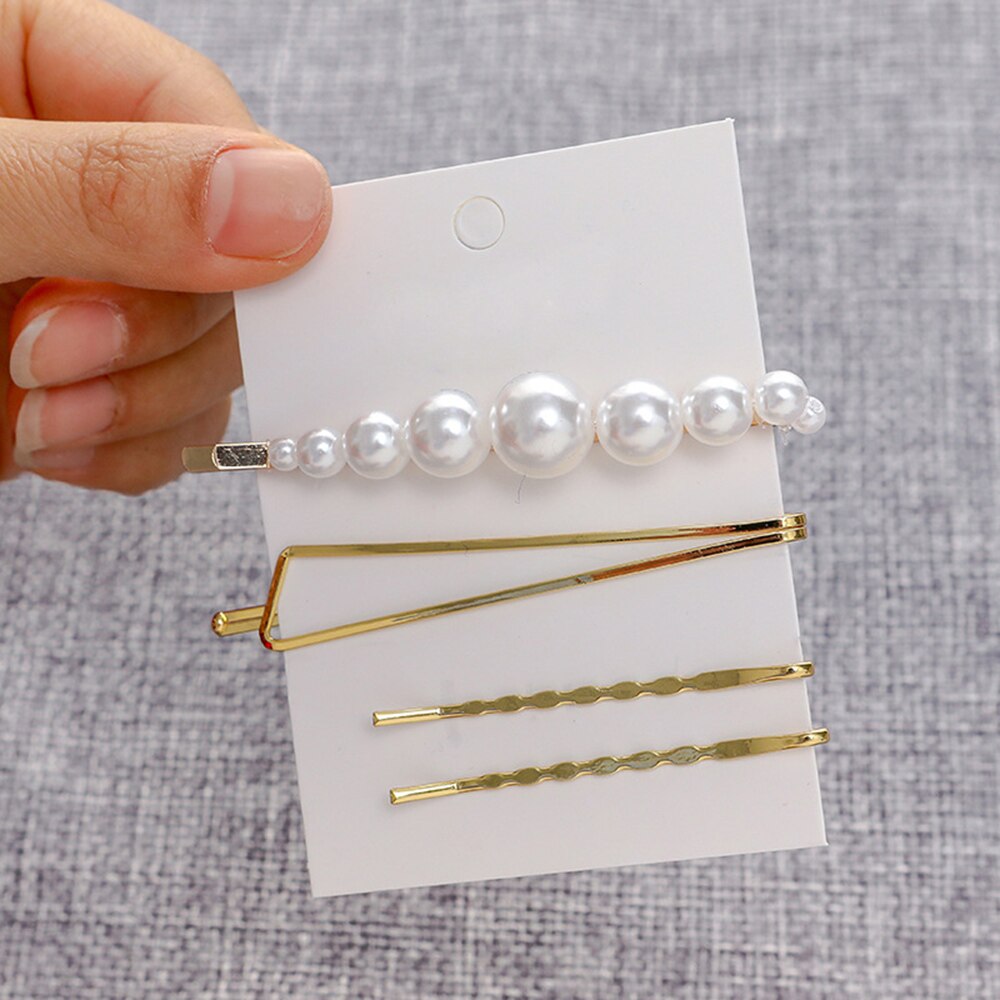 fille métal perle épingle à cheveux combinaison minimaliste doux vent frange Clip mot Clip côté Barrette Clips cartes cheveux accessoire: Argent