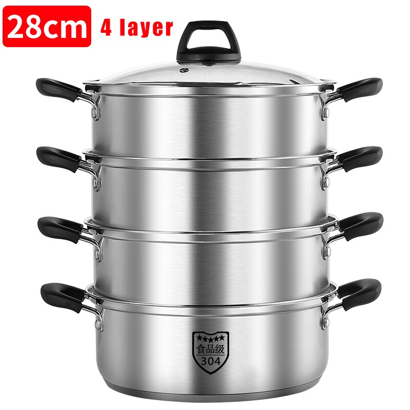 Haus Küche Dampf Topf Suppe Topf Edelstahl Topf Multi-funktion Kochgeschirr Topf: 28CM-vier Schicht