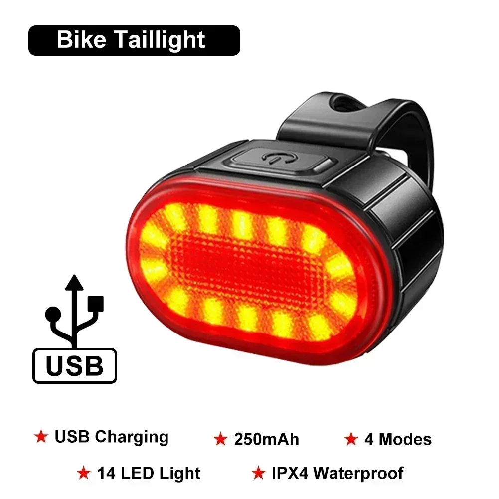 BUCKLOS Bike Light Set Rechargeable Rear Light Front Lamp Waterproof Riding Headlight USB MTB Taillight Led 1PC Cycling Parts: Yellow