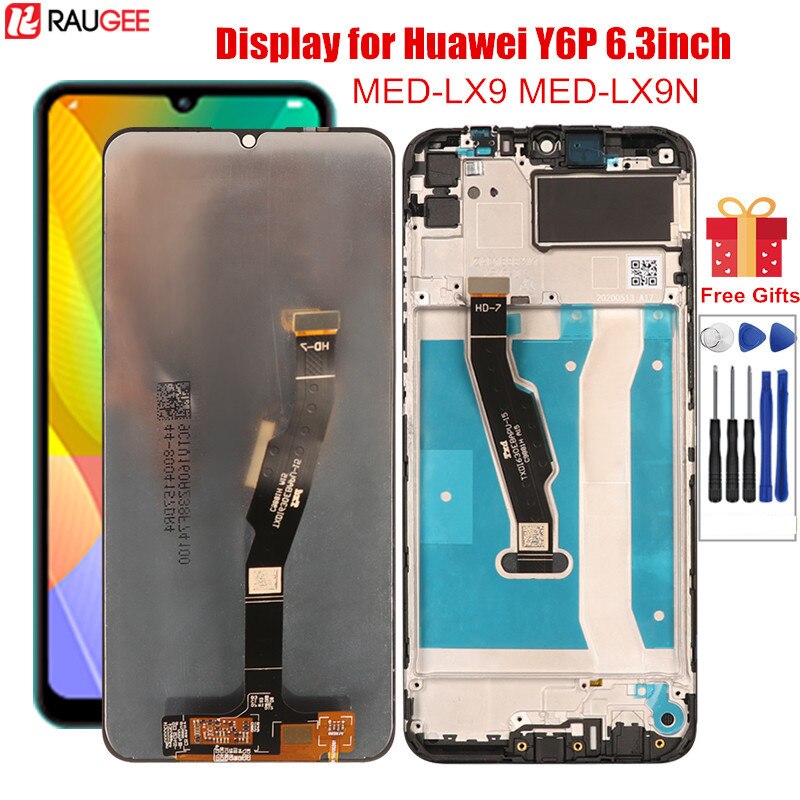 Display para huawei y6p lcd com moldura da tela de toque digitador substituição da tela para huawei y6p MED-LX9 MED-LX9N 6.3 display display display lcd