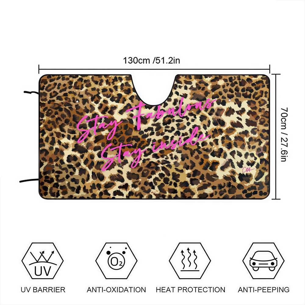 Leopard Print Car SunShade Solar Protection Windshield Sunshade Cover Sun Shade Auto Sun Visor Car Covers: army green