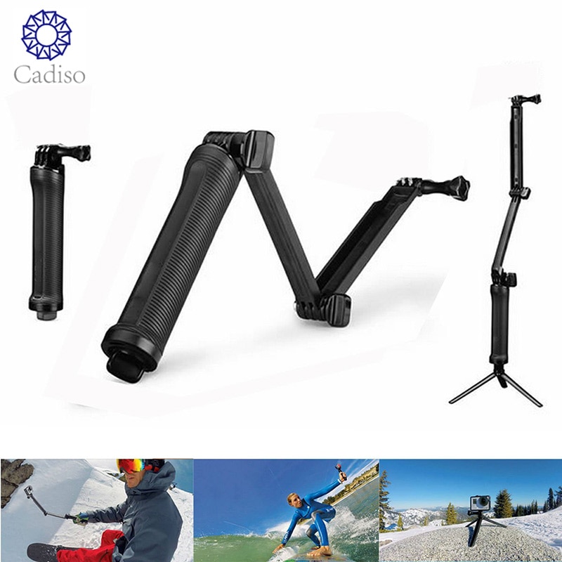Cadiso Waterproof 3 Way Grip Monopod For Gopro Hero 5 6 4 Session SJ4000 Xiaomi Yi 4K Camera Go Pro Selfie Stick with Tripod Kit