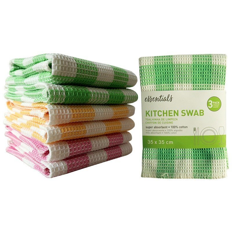 3pcs/pack Home Cleaning Cloth Kitchen Swab Cotton Tea Towel Small Size 35x35cm 13.7"x13.7"