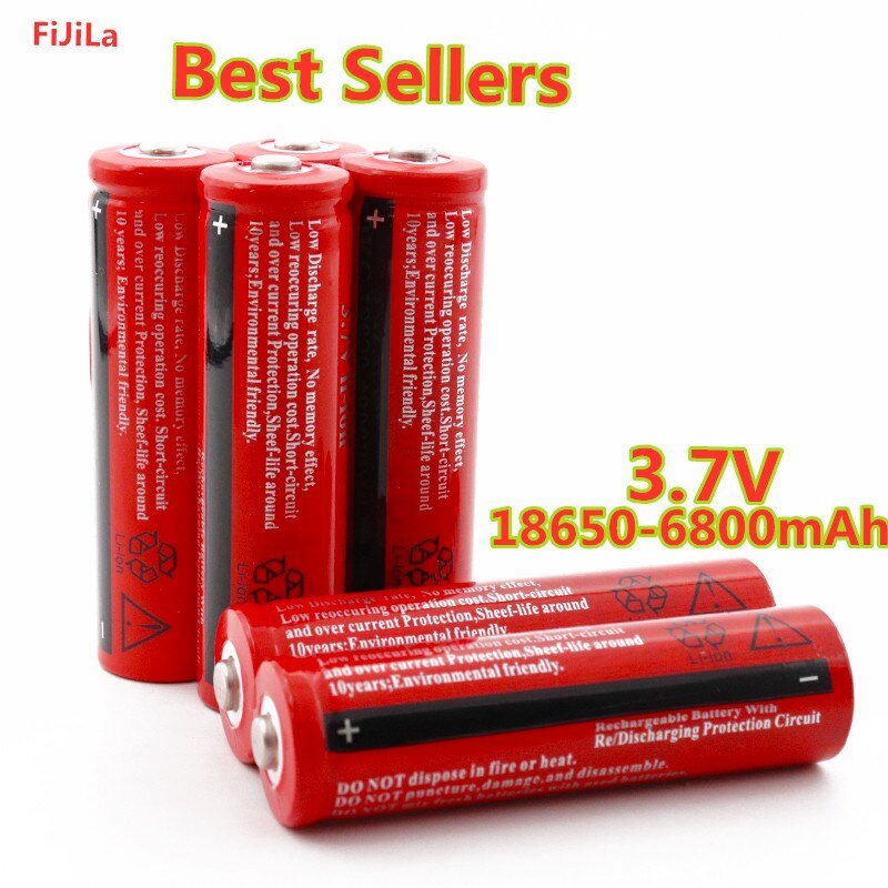 18650 battery 3.7V 6800mAh rechargeable liion battery for Led flashlight Torch batery litio battery+