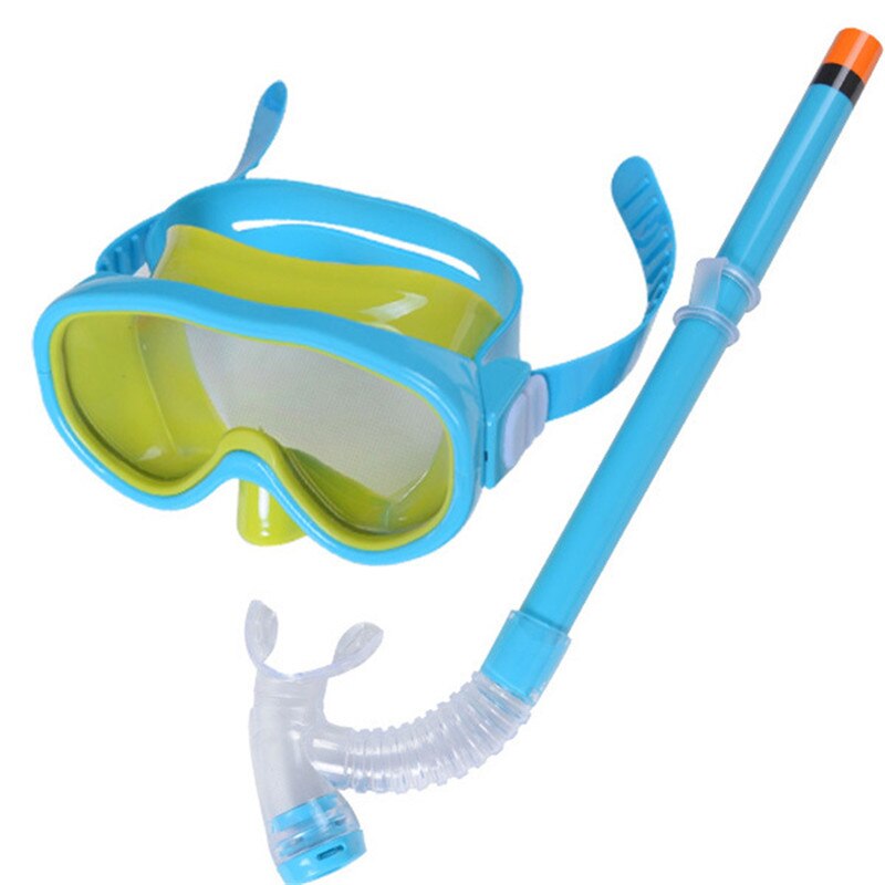 Unisex børn dykning maske snorkel sæt svømning scuba halvtør rør snorkling åndedrætsmaske anti tåge svømme briller til børn: Himmelblå
