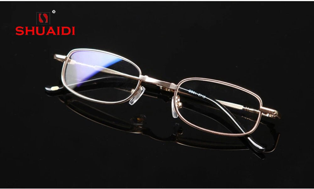 = shuai di = leesbril met montuur van goud nikkel-koperlegering ultralichte draagbare opvouwbare bril met volledig montuur  +0.5 +0.75 +1 to +6