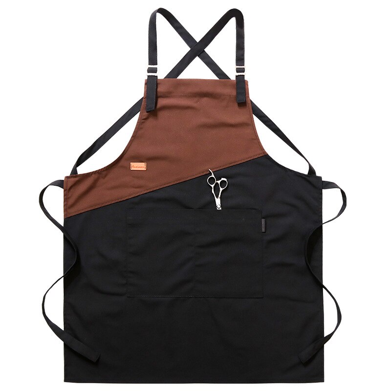 Keukenschort voor vrouwen, mannen, café, winkel, barbecue, kappersschorten, verstelbare restaurantchef, werkkleding, oberslabbetjes: Stijl 7