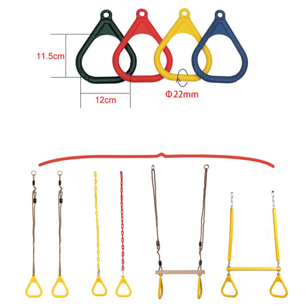 6 Pcs Trapeze Ringen Voor Swing Outdoor Speeltoestellen Swing Ring Accs - Red & Blue & Yellow