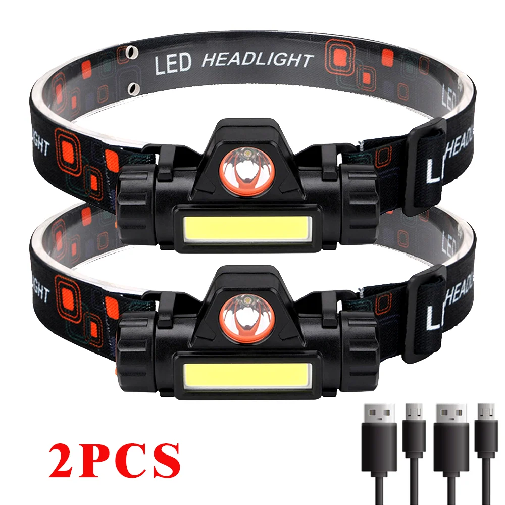 Bærbar mini kraftfuld led-pandelampe xpe+cob usb genopladelig jagtpandelampe vandtæt pandelampe med magnetisk hale: Foranderlig
