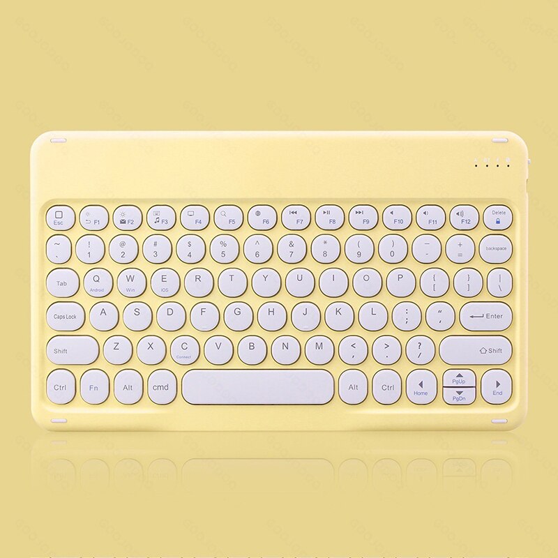 Gratis Muis Met Toetsenbord 10 Inch Universele Toetsenborden Voor Tablet Telefoon Pc Bluetooth-Compatibel Toetsenbord Voor Ipad Samsung Huawei: yellow round