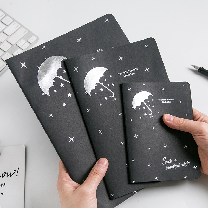 Black Star Notebook Hardcover Diary DIY Blank Black Paper Sketch Book 96sheets Notepad School Office Supply Papelaria