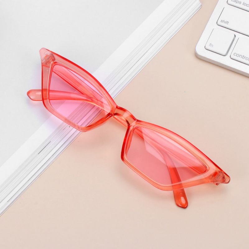 Gafas de sol con forma de ojo de gato para mujer, Estilo Vintage femeninos de anteojos de sol, con montura pequeña, UV400: pink