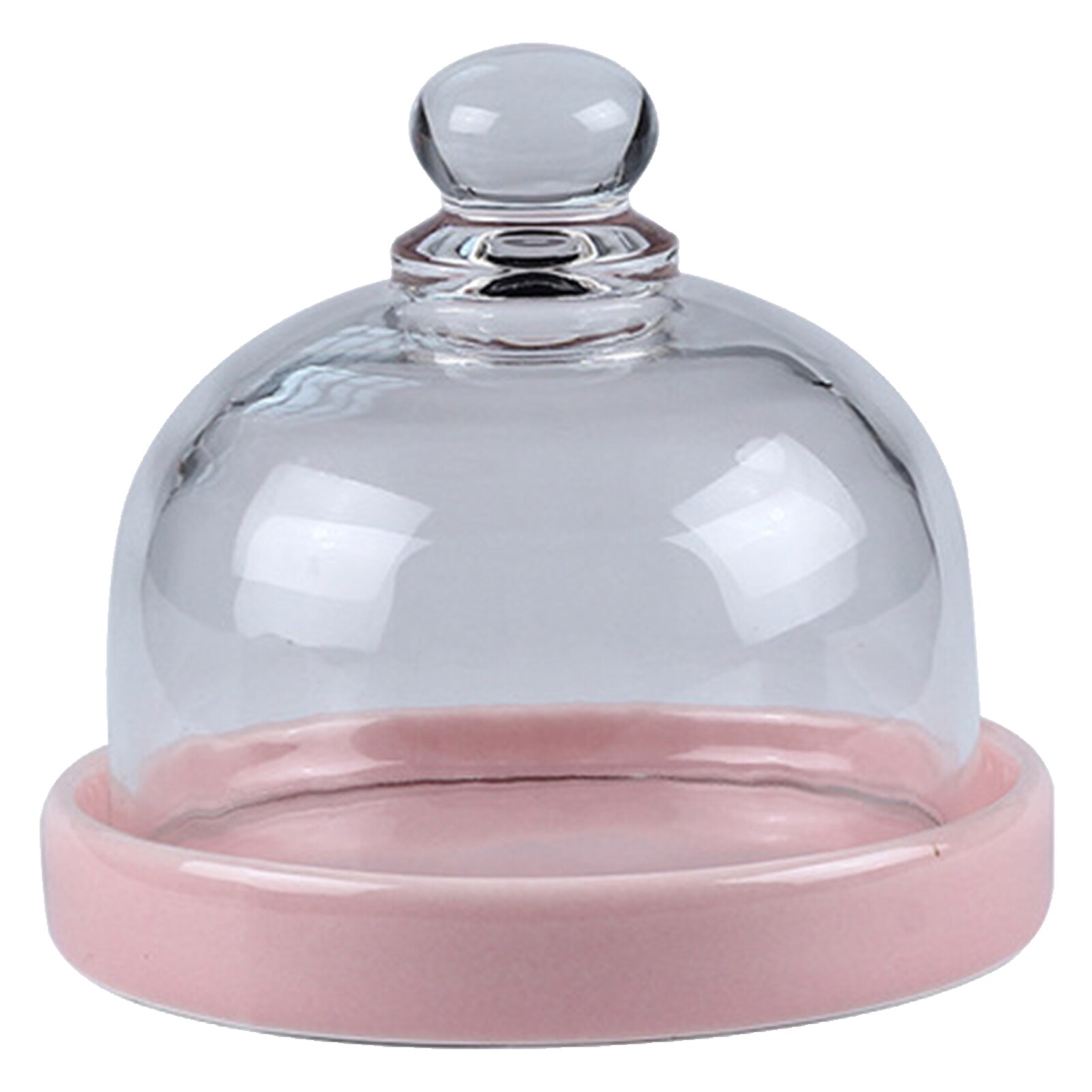 Plateau à gâteaux avec couvercle en verre, multi-usages, Mini assiette à Dessert, plateau d'affichage de gâteaux pour tenir les gâteaux, jaune d'œuf, croustillant: Pink