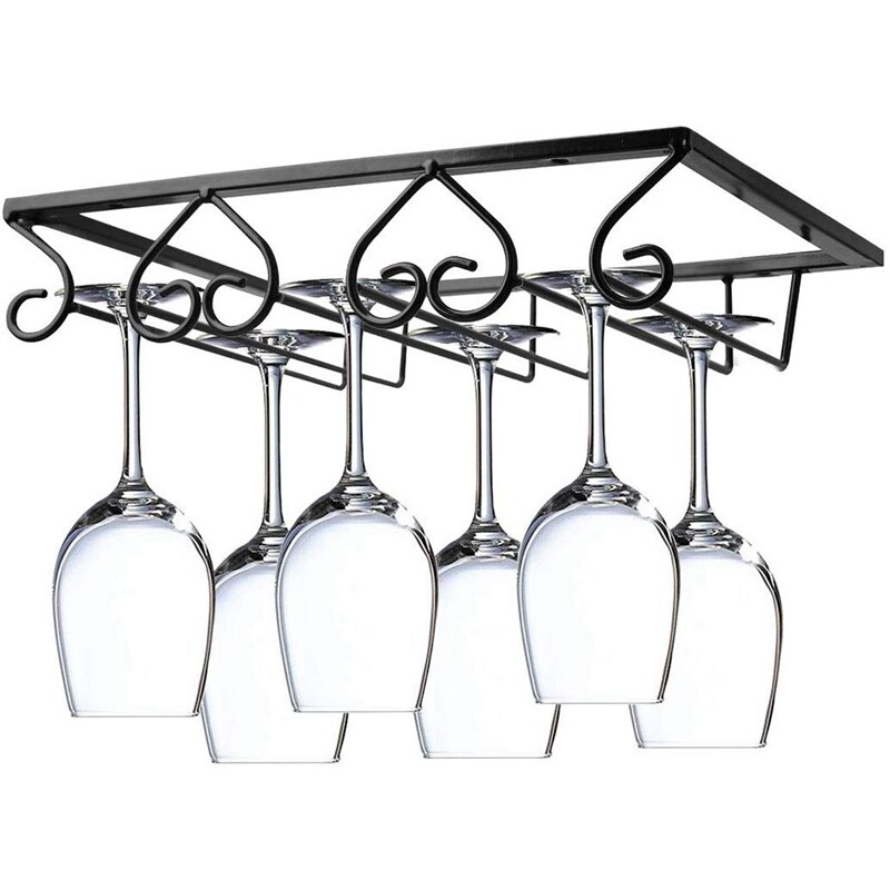 Estante para copa de vino negro soporte de Metal debajo del Gabinete copas de vino organizador de almacenamiento de vasos organizador para Bar Cocina
