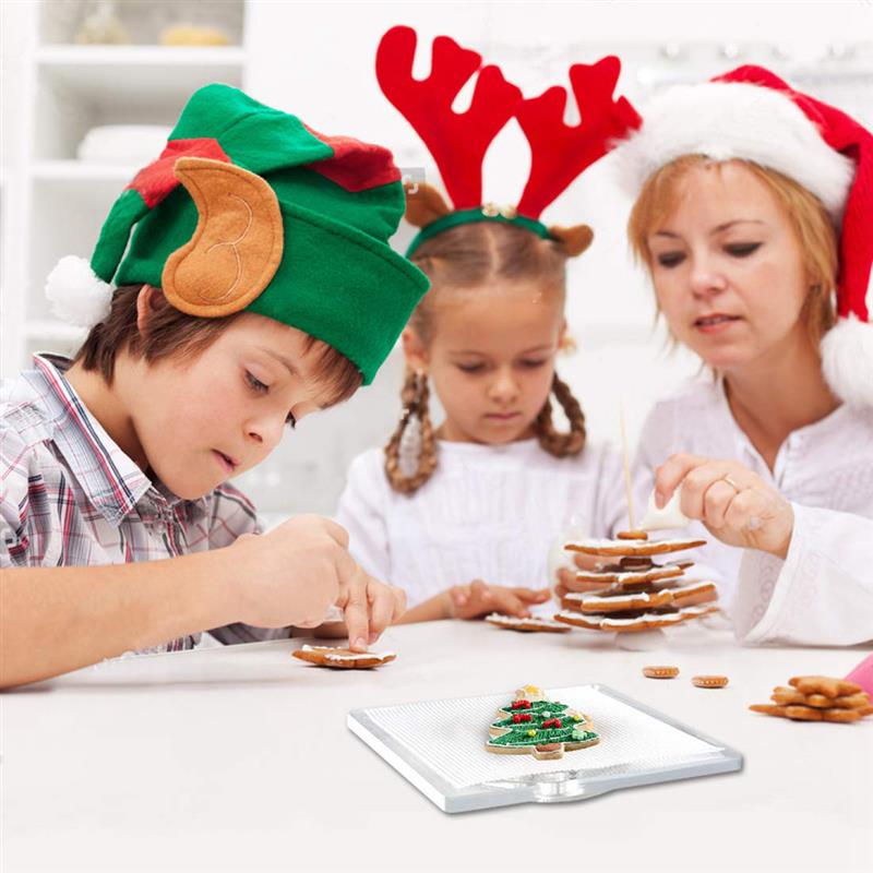 Plateau tournant antidérapant, support rond antidérapant, outils de cuisson de gâteau à bricolage-même, plaque à gâteau en métal, décoration rotative avec 6 aiguilles de scriptions