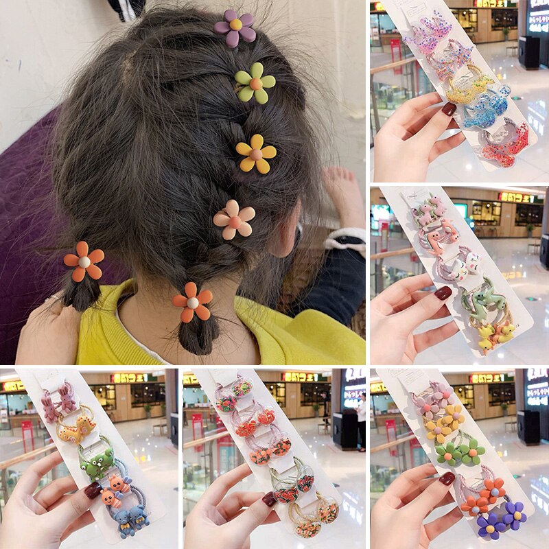 10 pçs/set bonito bebê elástico faixas de cabelo para meninas dos desenhos animados flor crianças scrunchies rabo de cavalo titular do cabelo do bebê acessórios