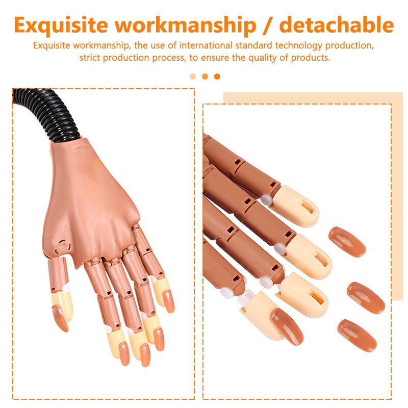 Manicure Practice Hand Flexible Reusable Hand Model Bendable Finger With Nail Tips Adjustable Training Model Hands Nail Art Hand
