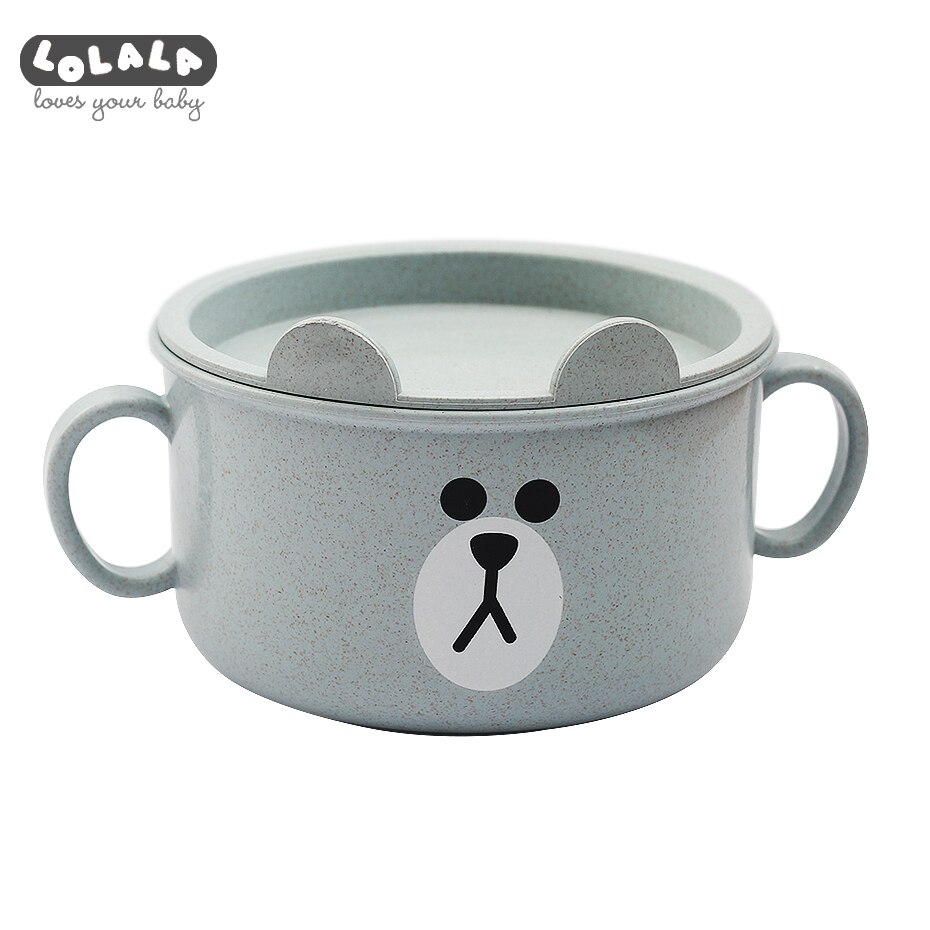 Kids Baby Plate Dishes Bowl With Material of wheat Platycodon grandiflorum Feeding Food Plate Tray Dishes For Baby Toddler Cute: Light Blue Set