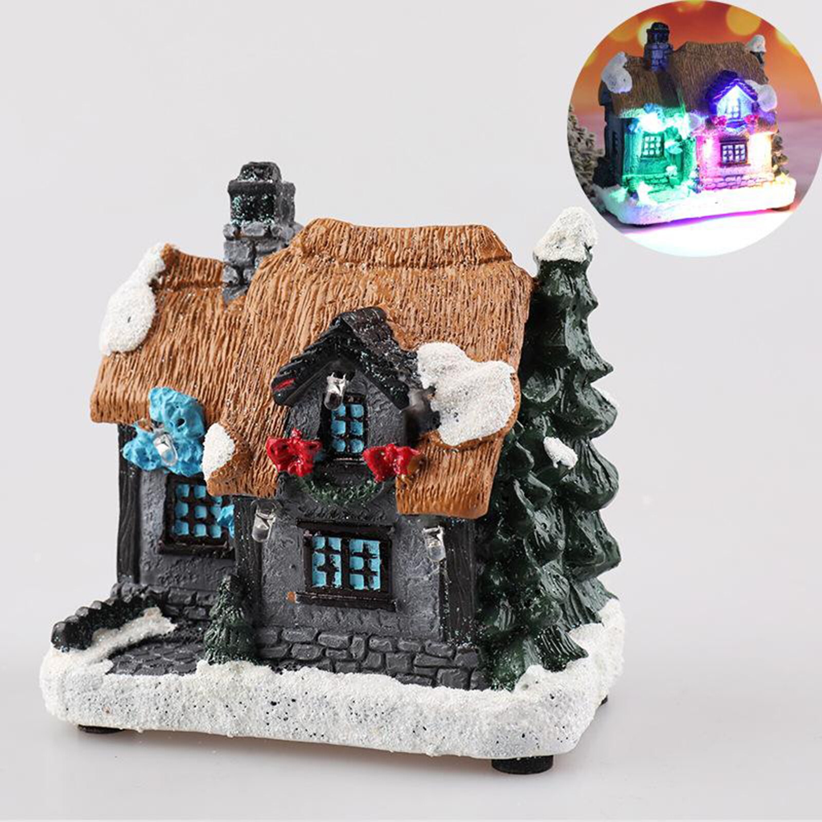Kerst Huis Decor Led Licht Hars Dorp Ornament Desktop Decoratie