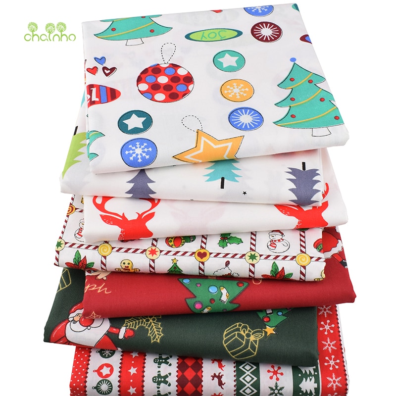 Chainho, Kerst Serie, 7 Stks/partij, Gedrukt Twill Katoen Stof, patchwork Doek Voor Diy Naaien En Quilten Baby & Kinderen Materiaal