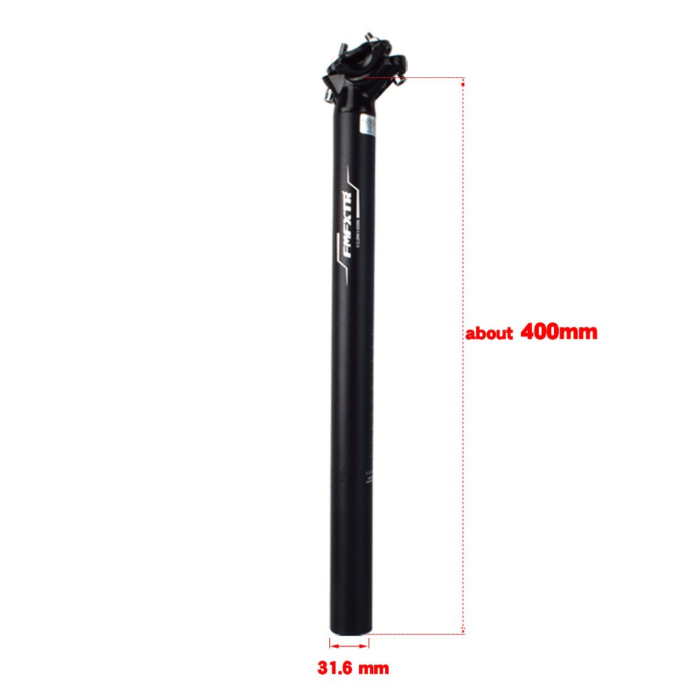 MTB Bicycle Seatpost 27.2/30.9/31.6mm*400mm Mountain Bike Seat Post Seat Tube Long Fixed Gear Seat Post Extension Bicycle Parts: 31.6X400mm Black