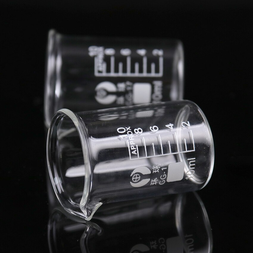 1PC Chemistry Laboratory Supplies Capacity 10ml Low Form Beaker Glass Transparent Beaker Flask Thickened With Spout