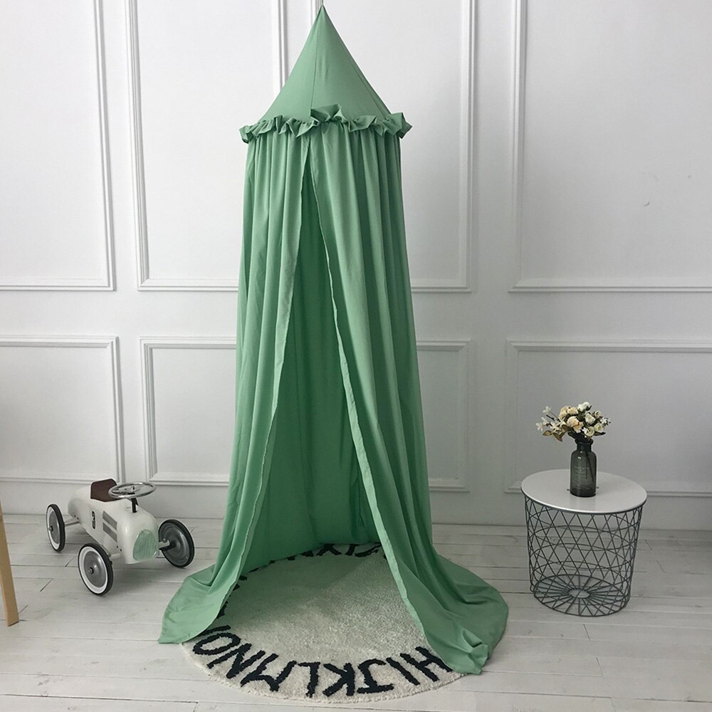 Baby sengetæppe børneværelse dekoration krybbe net baby telt vasket bomuldsklud hængt kuppel baby myggenet sengetæppe: Grøn