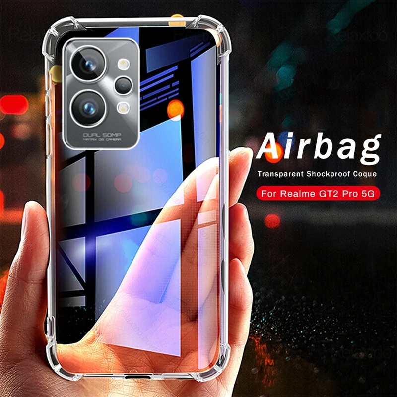 Claro airbag à prova de choque armadura coque para realme gt2 pro caso silicone macio proteger escudo capa realmegt2 realmi reino relme gt2pro