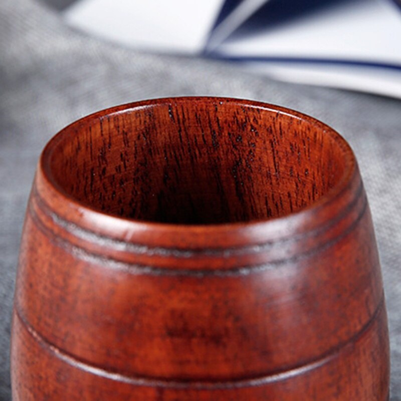 Natural Solid Wood Wooden Tea Cup Wine Mug Handmade Wood Cup Wine Barrel Shape Wooden Cup