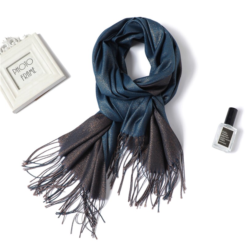 Talvihuivi naisille, yksivärinen, pashminan kaltainen kashmir, tupsuilla koristeltu, lämmin huivi, paksut shaalit ja kietaisut, kiiltävä, kaksipuolinen, bufanda: Wt2-5