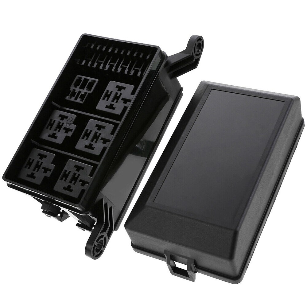 Auto Automotive Fuse Relay Box Holder Block Circuit Protector Terminals Car Fuse Relay Holder 12-Slot Relay Box 6 Relay