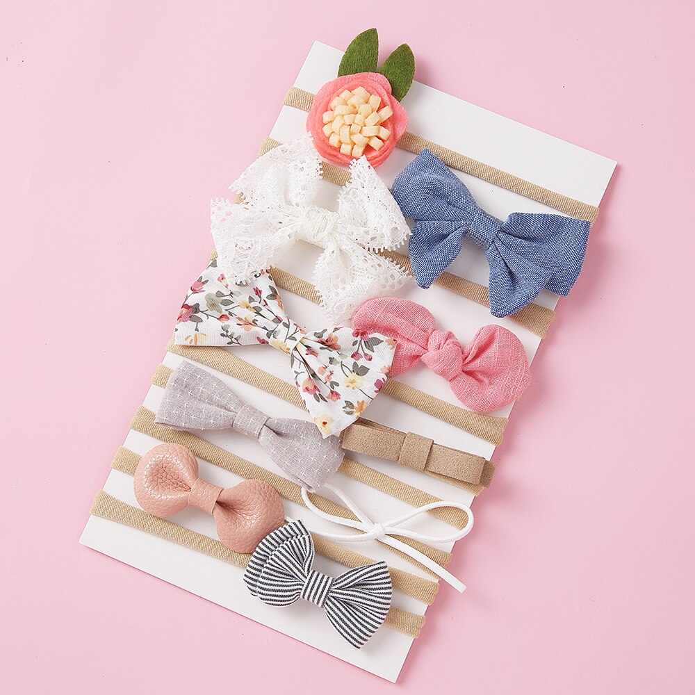 10 unids/set bebé niña niños bebé accesorios para el pelo diadema para los niños cinta para el pelo de lazo cinta para la cabeza con flor para bebé para las niñas de Color de la mezcla: A2NSNSFB-9766-1