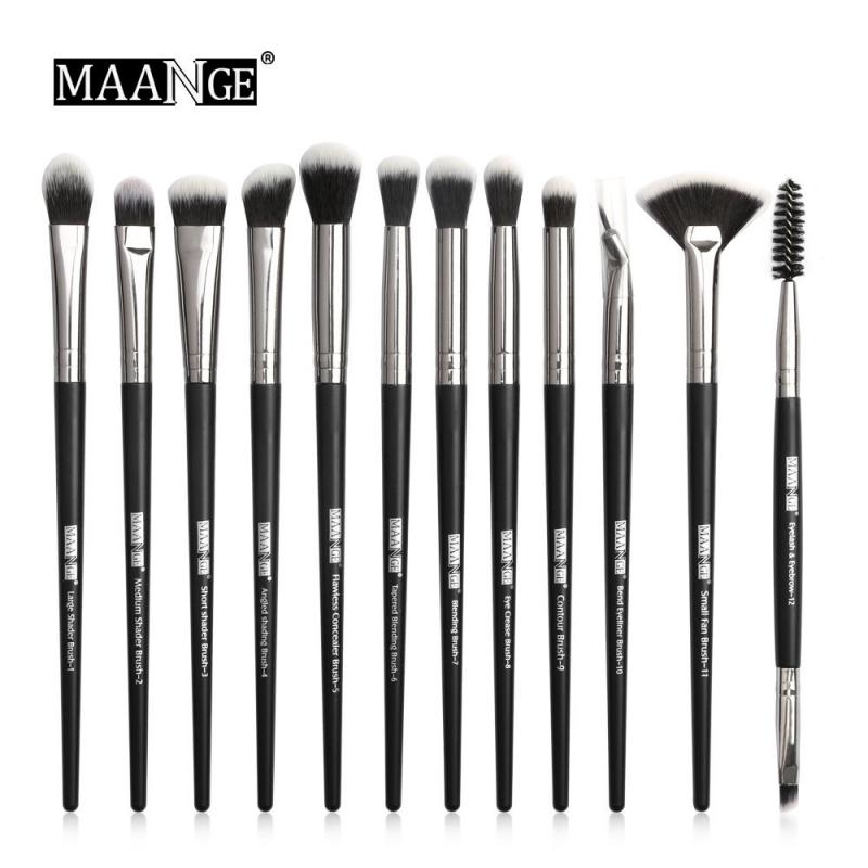 12 Stuks Make-Up Kwasten Set Professionele Nylon Fiber Oogschaduw Blending Eyeliner Wimper Wenkbrauw Borstel Voor Make-Up Tool Maquillaje