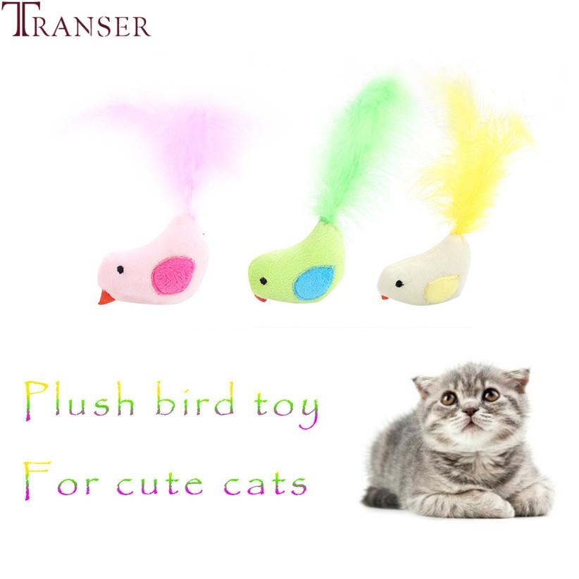 Cute Cat Toys Soft Plush Birds Feather Tail Interactive Small Dog Pet Toy 80926