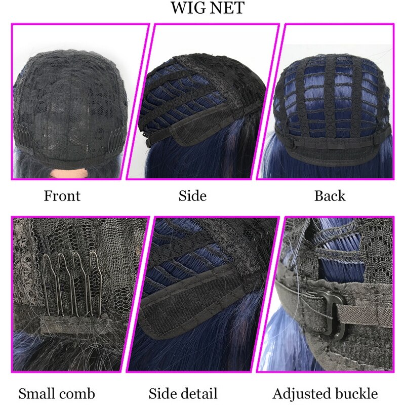 Yiyaobess 18inch Middle Part Black Blue Ombre Wig Synthetic Two Tone Natural Hair Long Straight Woman Wigs For Black Women