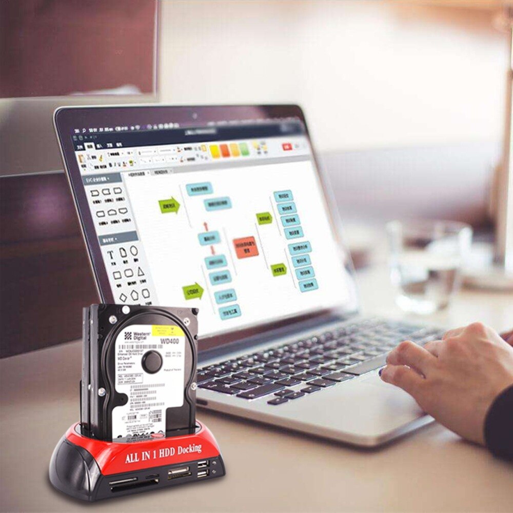 Dubbele Dock Hdd Docking Station 2.5Inch 3.5Inch Sata Ide Hub Base Hdd Enclosure Box Caddy Met Netsnoer usb Kabel
