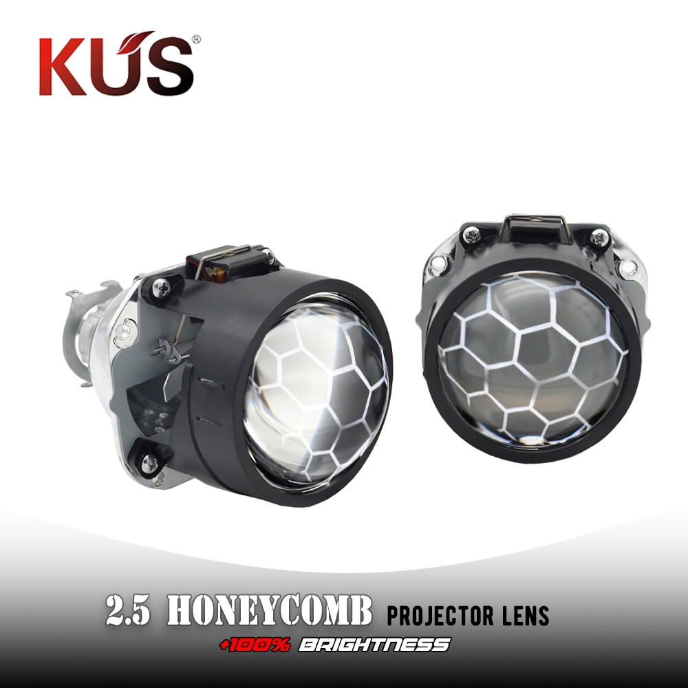 Bi-led-projector 2,5 inch LED-lenshoekogen Lenzen for koplamp H7 H4 9005 9006 HB3 HB4 LED-licht DRL auto motorfiets retrofit (Color : White Halo, Size : 2pcs Black LHD