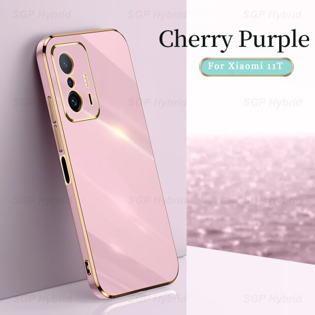 Para xiaomi mi 11 t pro chapeamento caso protetor xiomi xaomi xiami mi 11tpro 11 t mi11t t11 silicone macio à prova de choque capa fundas: For Mi 11T / Purple 4