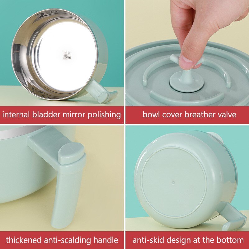 Stainless Steel Instant Noodle Bowl Portable Student Dormitory Household With Sealed Lid Large Capacity Instant Noodle Bowl