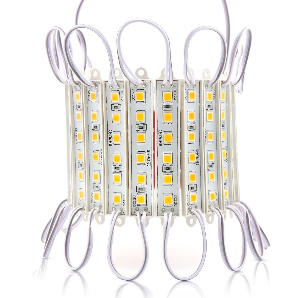20-100PCS Super Bright LED Module SMD 5054 Warm White Light 6LED DC12V Waterproof Advertising Storefront LED Modules Strip Light